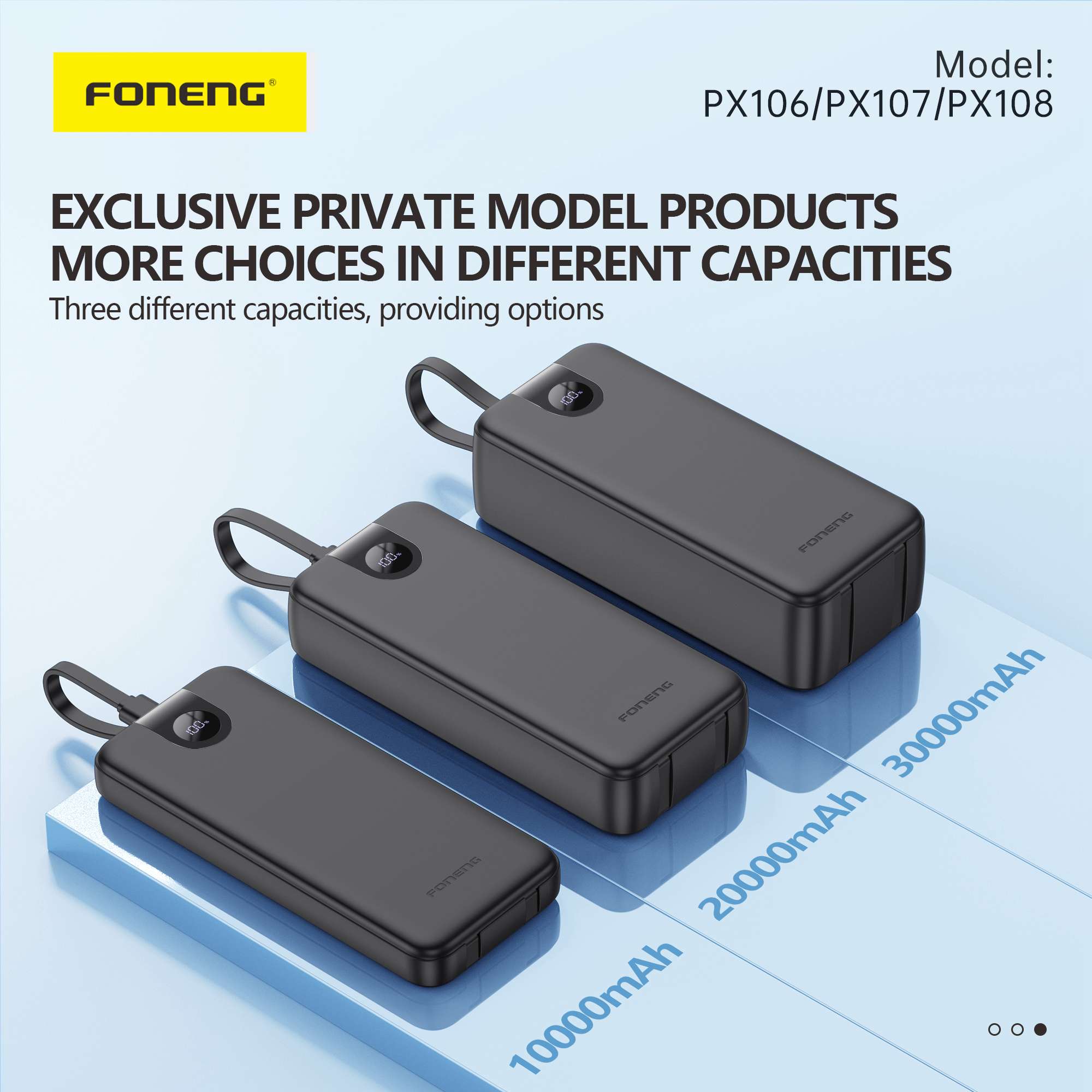 Foneng PX107 22.5W 20000mAh Power Bank with Built-In 3 Cables