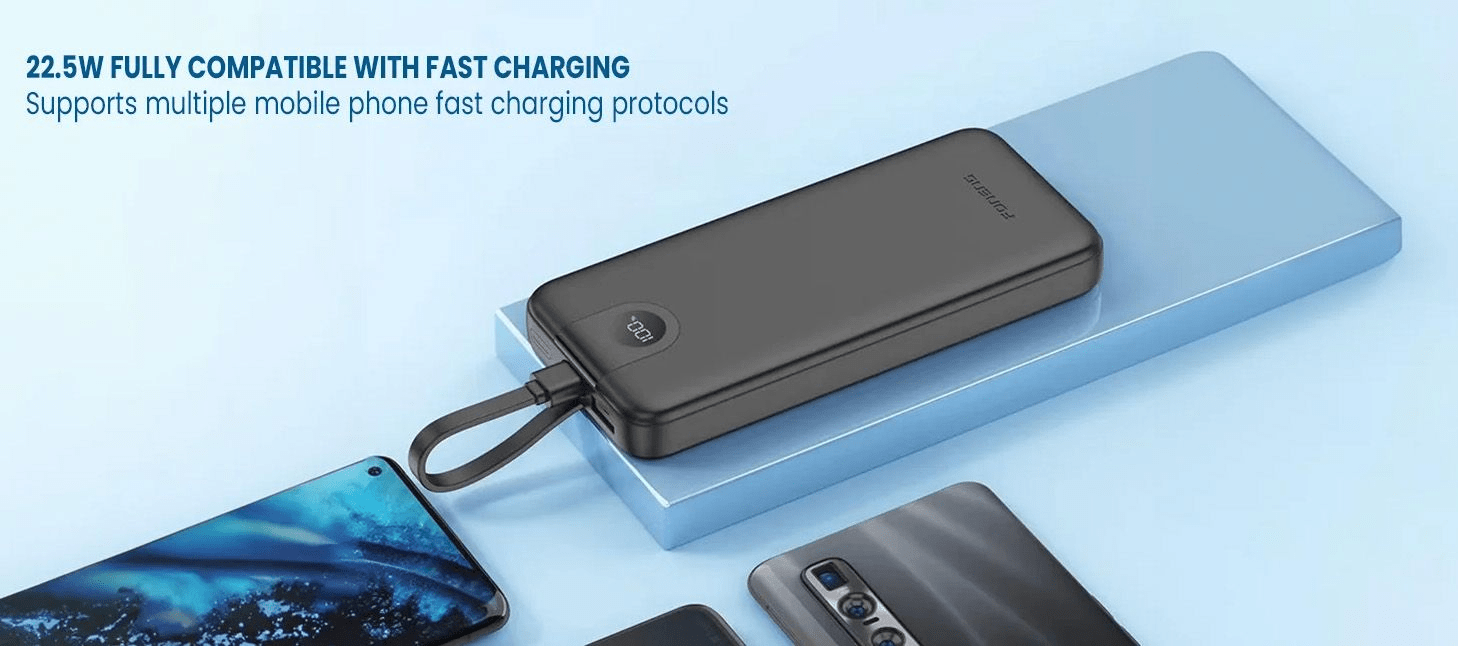 Foneng PX108 22.5W 30000mAh Power Bank with Built-In 3 Cables