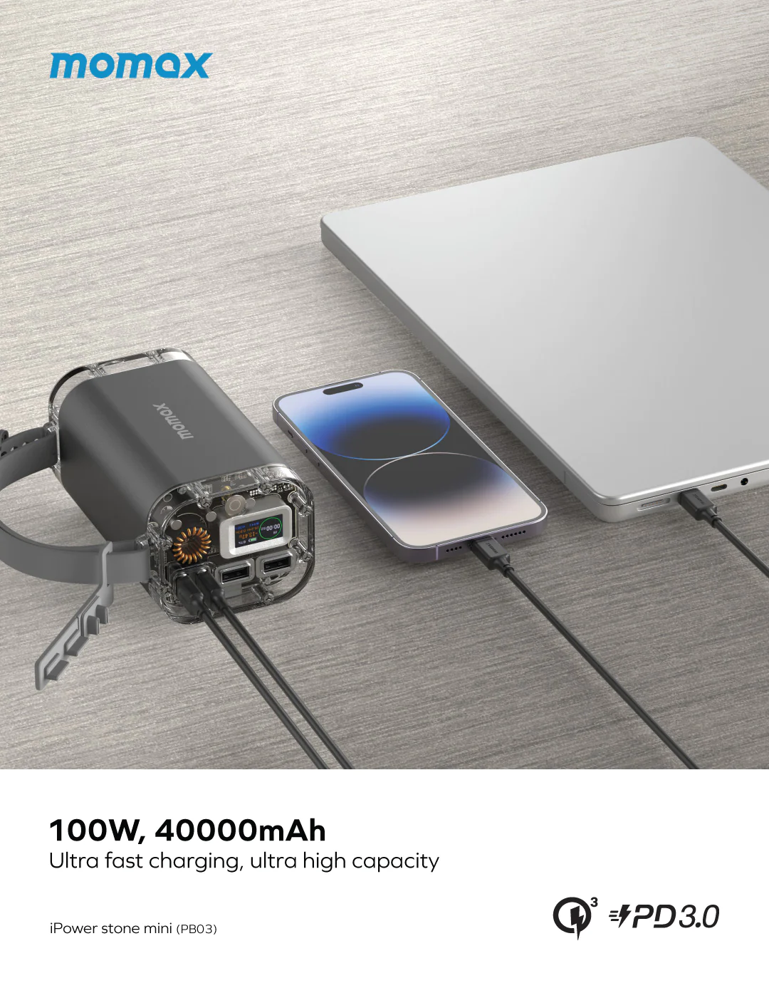Momax PB03 iPower Stone Mini Outdoor Power Station 40000mAh