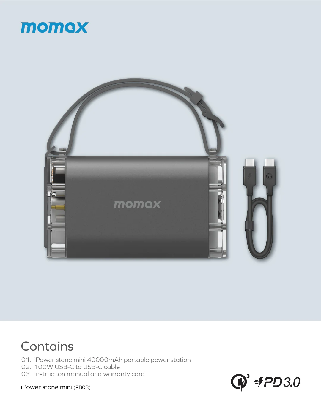 Momax PB03 iPower Stone Mini Outdoor Power Station 40000mAh