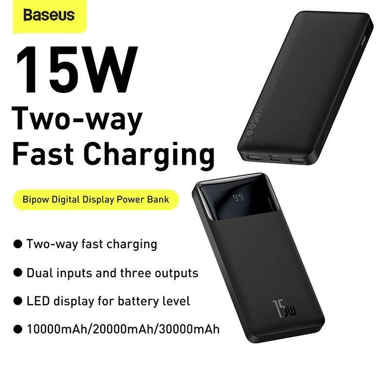 Baseus Bipow Digital Display 30000mAh 15W Power Bank