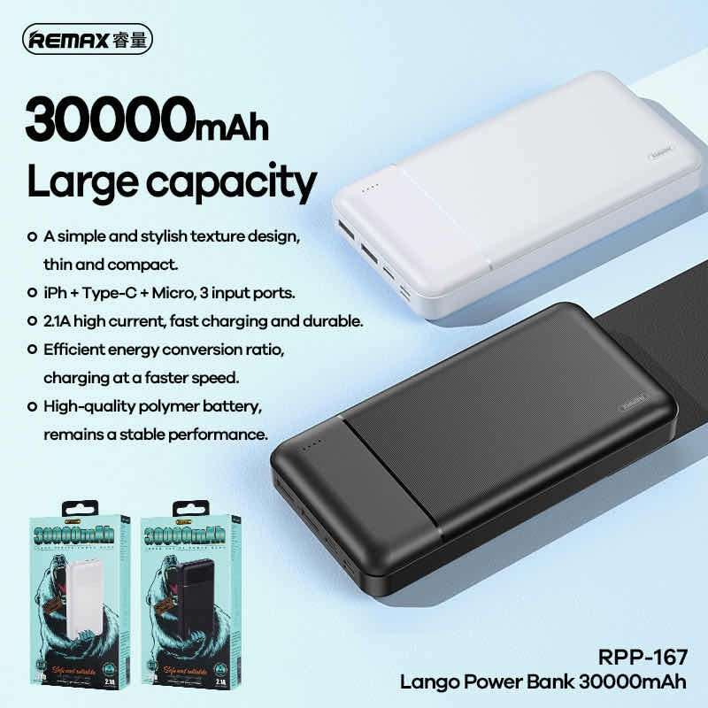 REMAX RPP-167 30000mAh LANGO SERIES 2.1A Power Bank