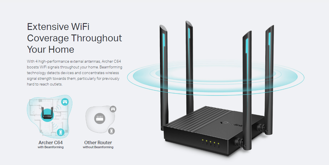 TP-Link Archer C64 MU-MIMO Dual-Band AC1200 Gigabit WiFi Router