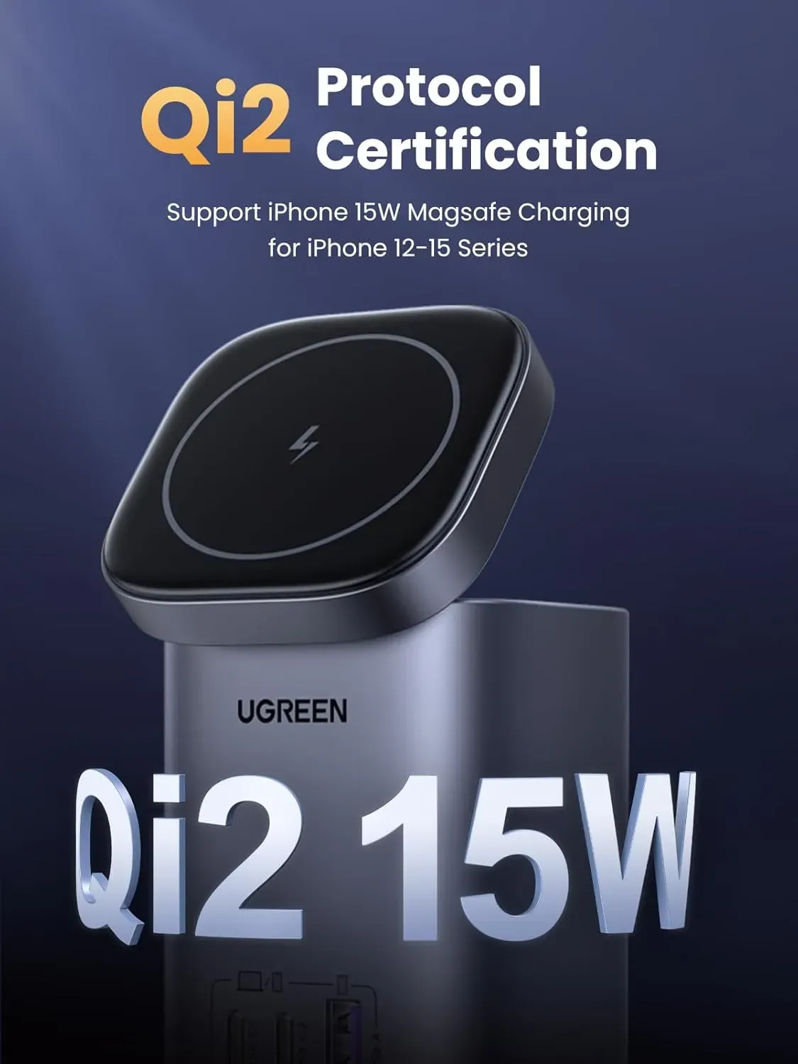 UGREEN CD342 100W GaN 2-in-1 Wireless Charging Station (15135)