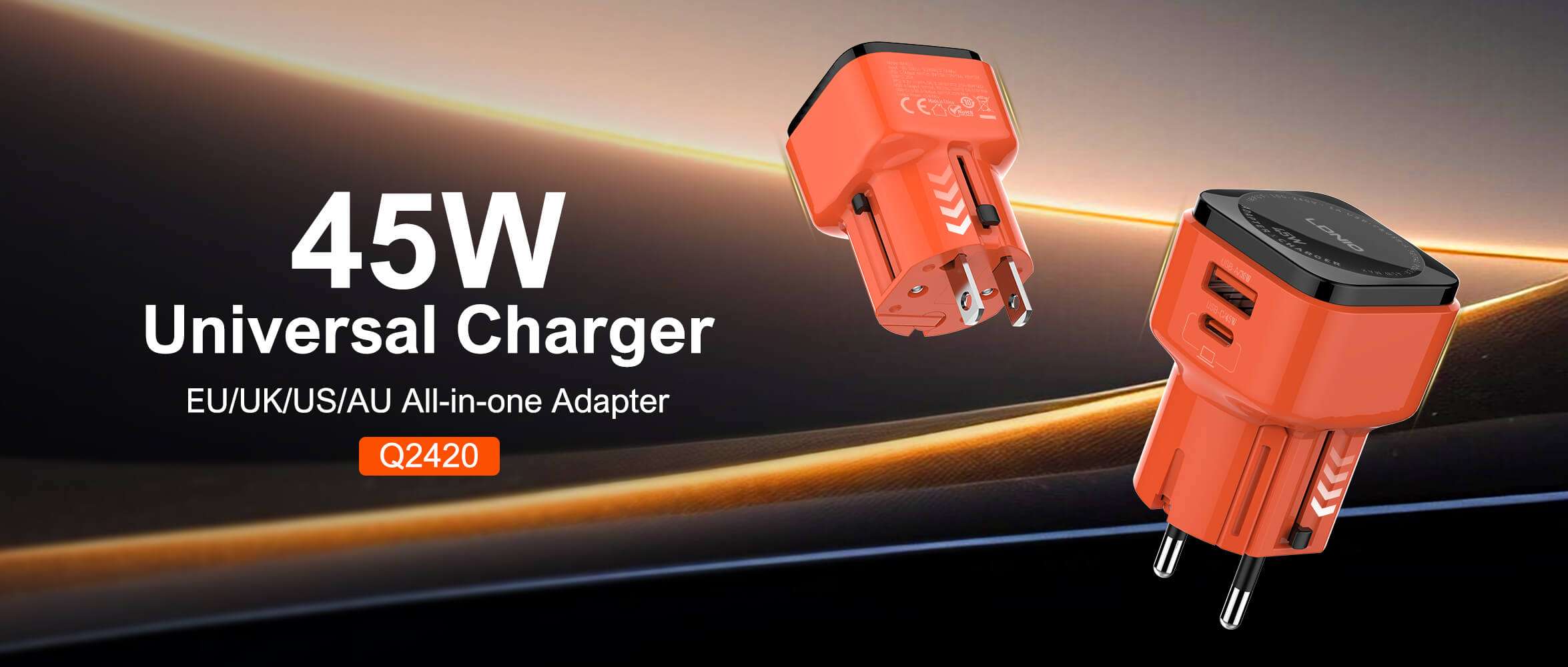 LDNIO Q2420 Universal 45watt Travel Adapter