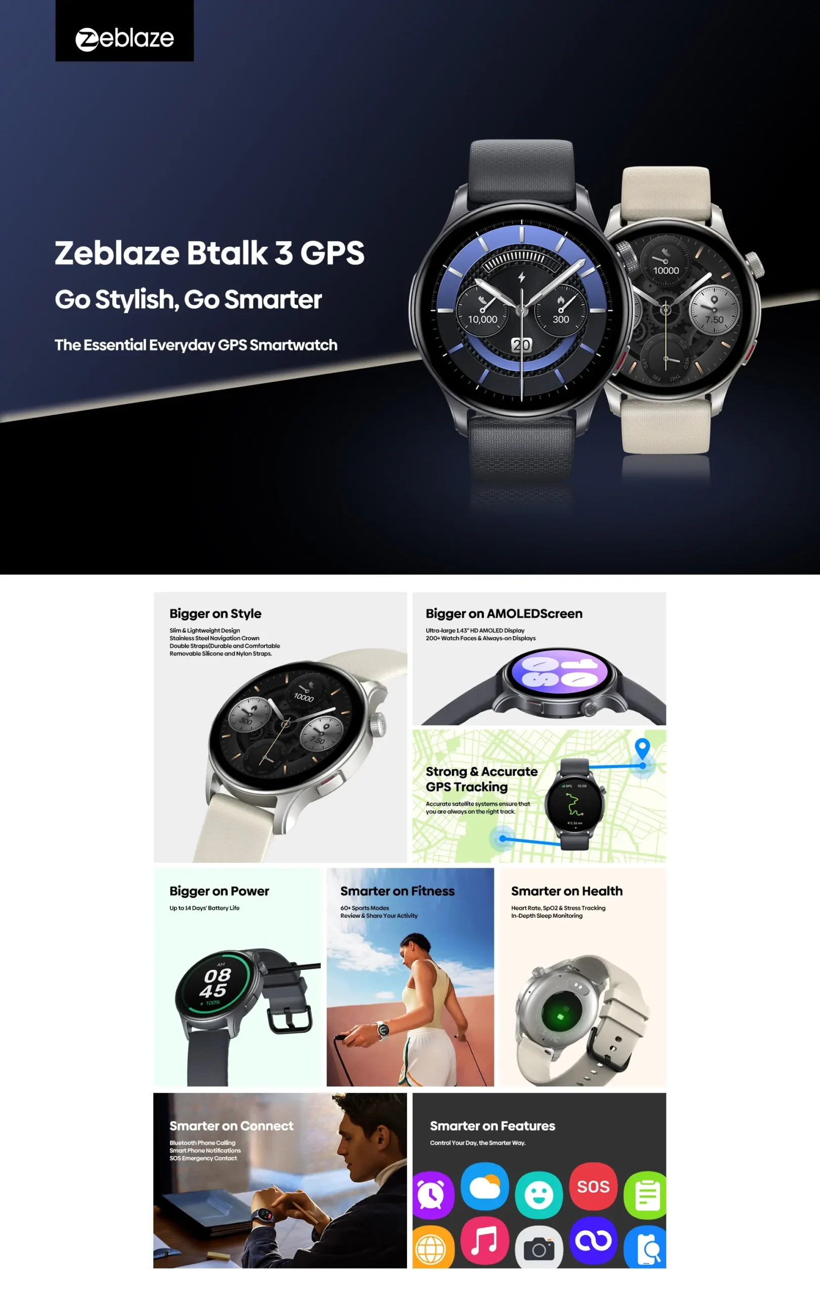 Buy Zeblaze-Btalk-3-GPS-1.43-HD-AMOLED-Smartwatch