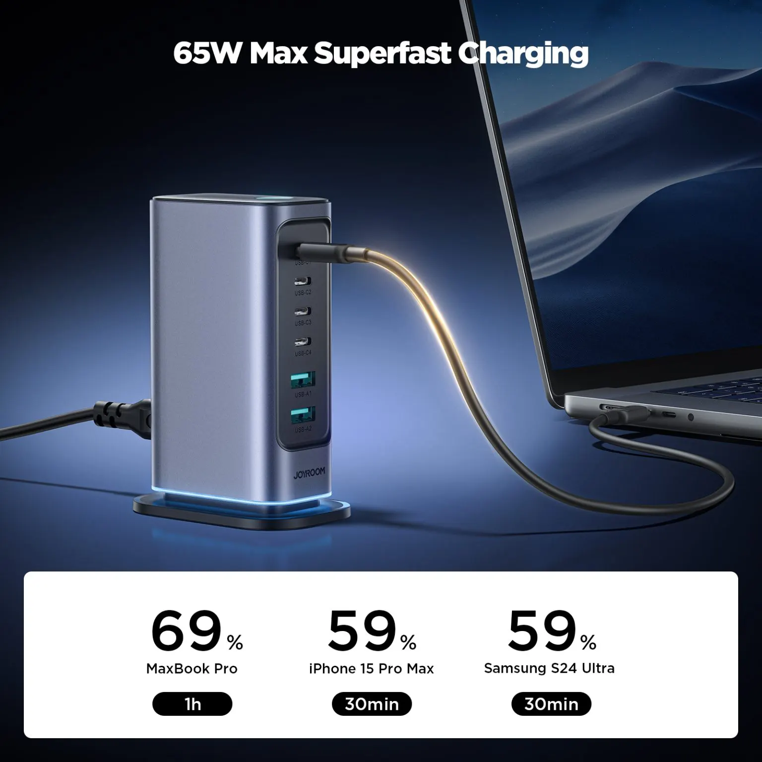 JOYROOM-JR-TCM02-65W-GaN-6-In-1-Multi-port-Charging-Station price in bangladesh