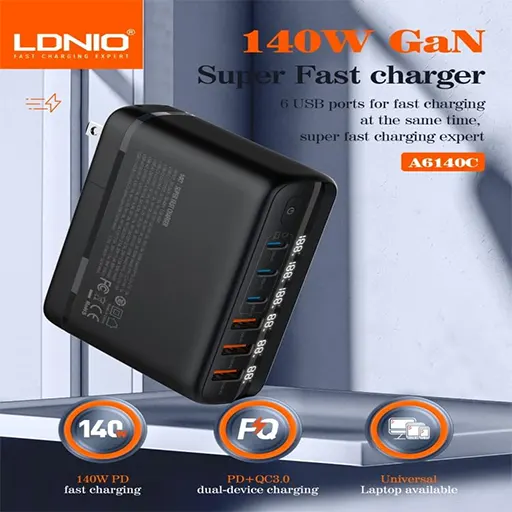 LDNIO-A6140C-6-USB-Ports-140W-PD-Charger-LED-Display price in bangladesh