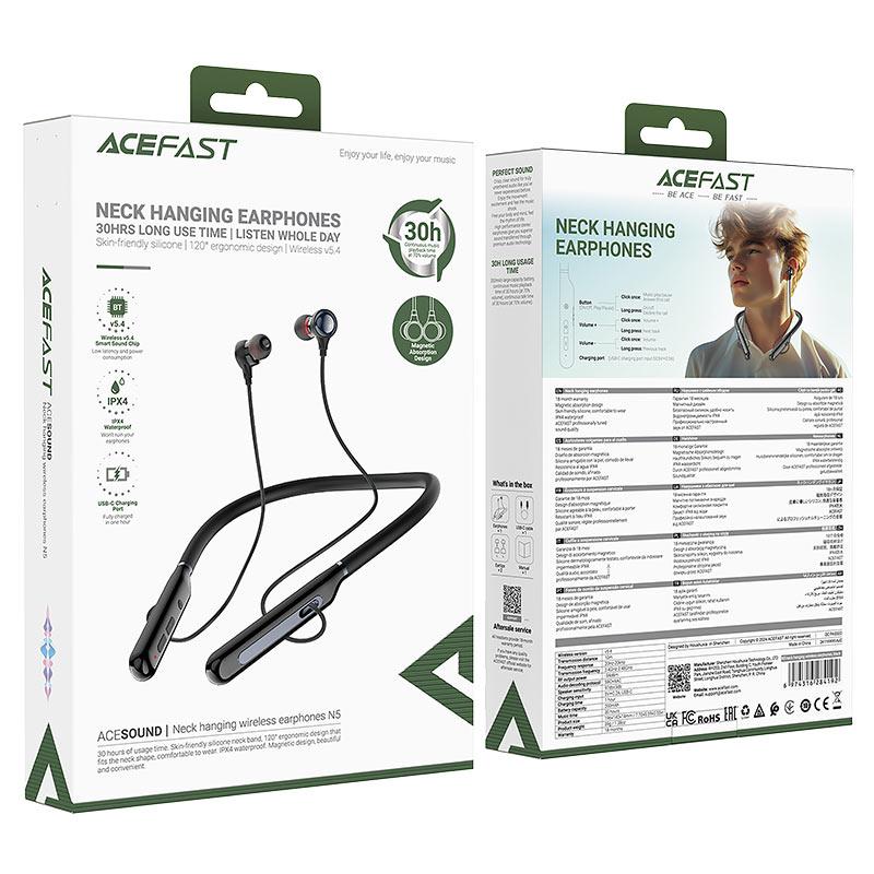 AceFast N5 BT5.4 Wireless Neckband Earphones