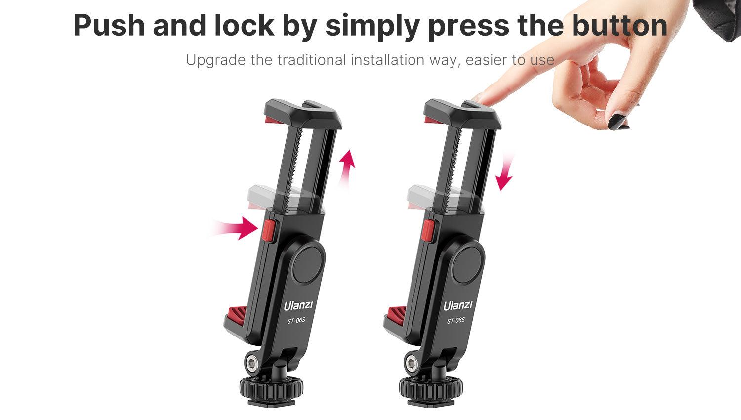 Buy Ulanzi-ST-06S-Phone-Tripod-Mount-with-Dual-Cold-Shoe 