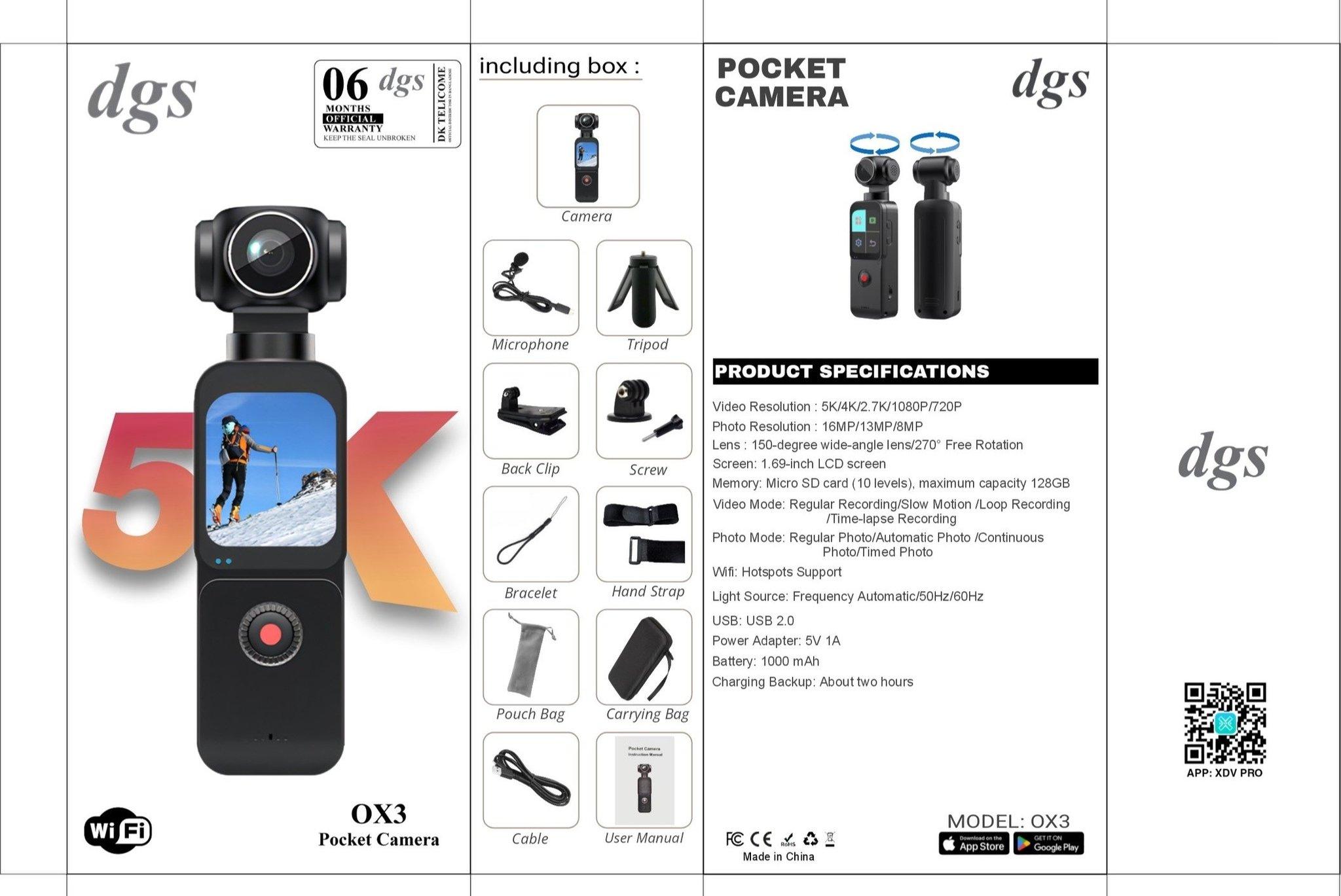 Buy DGS-OX3-Pocket-Action-Camera