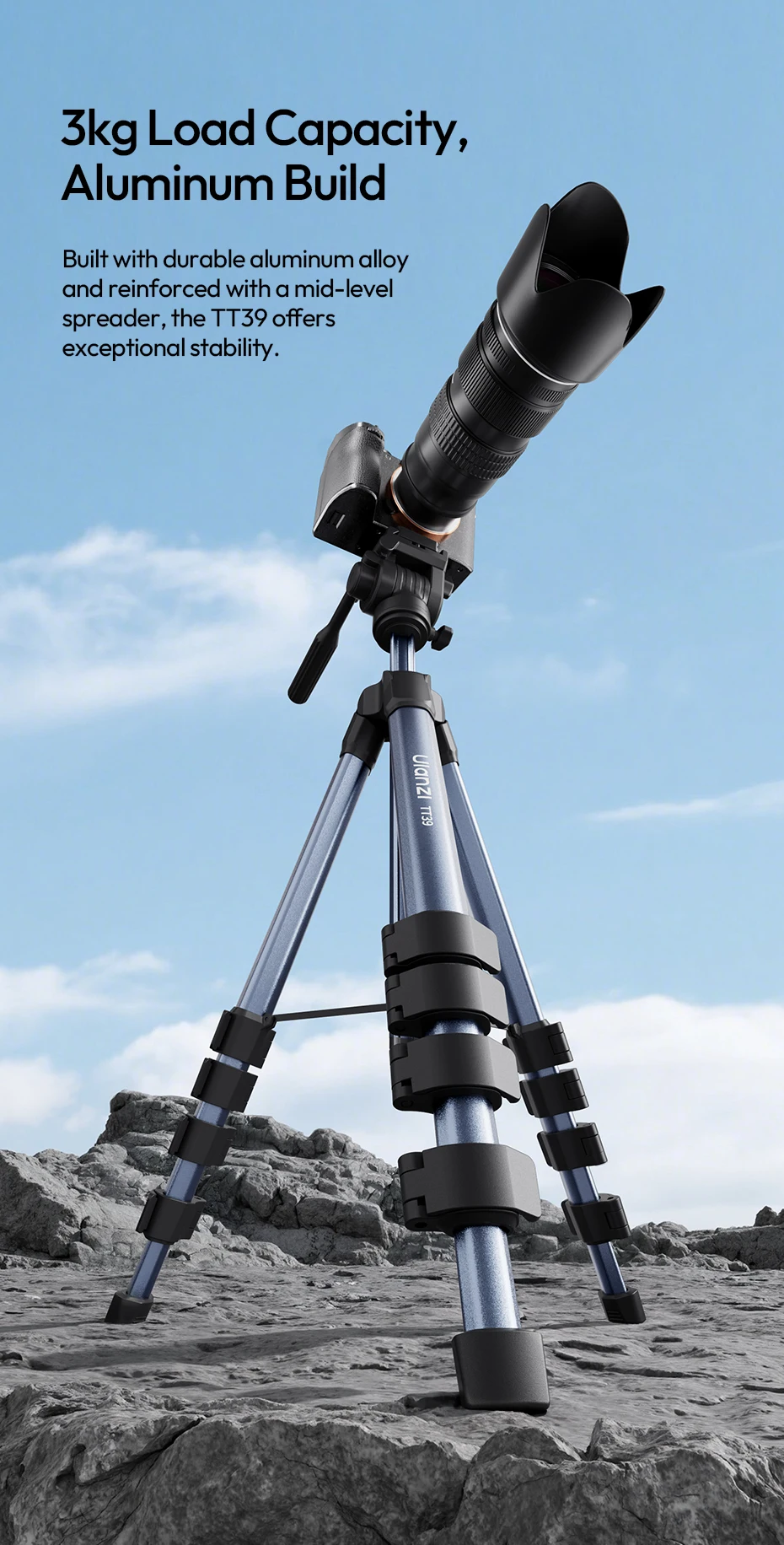 Ulanzi-TT39-Portable-Aluminum-Video-Tripod