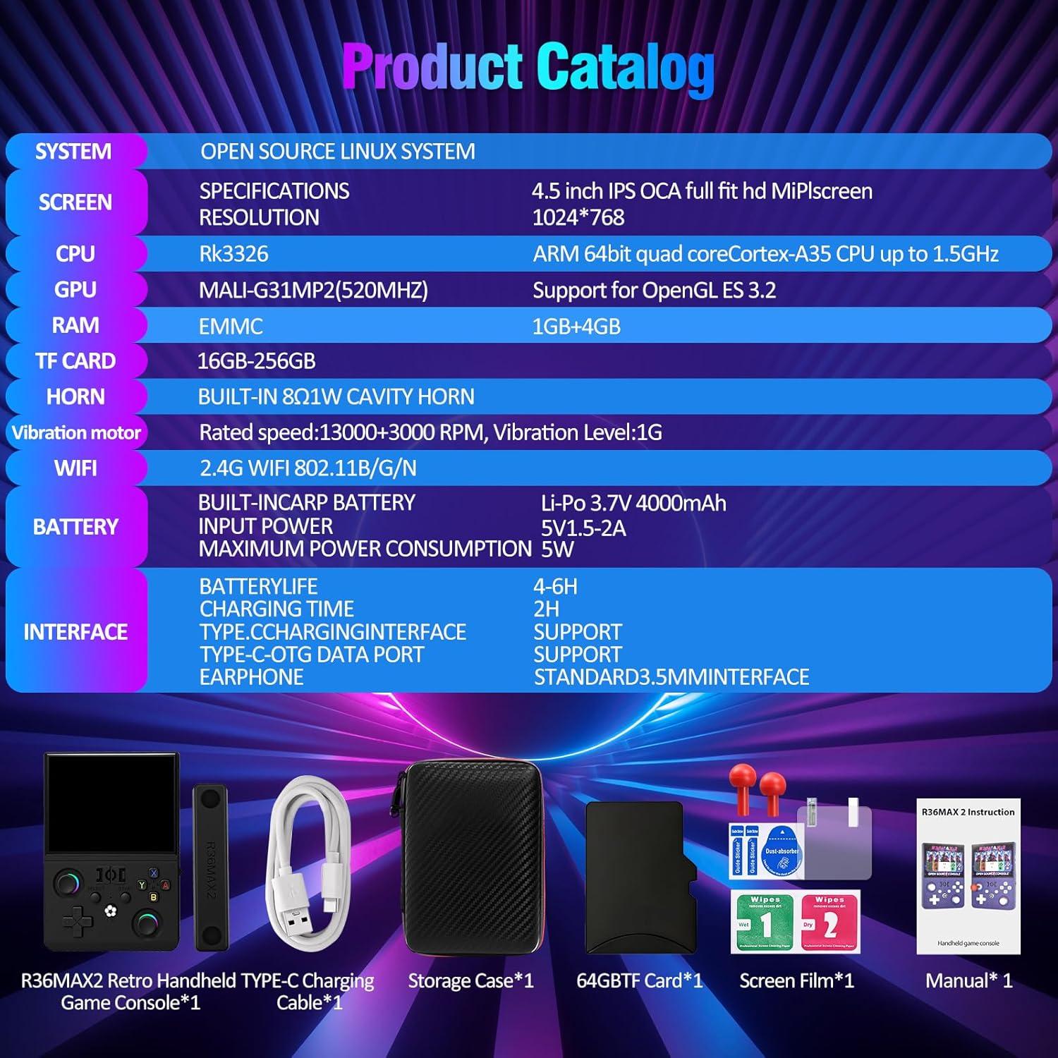 R36 Max 2 Retro Gaming Console